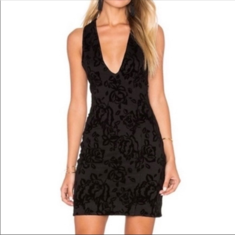 Free People black velvet rose dress size L